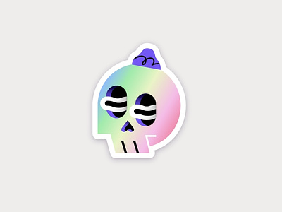 Skull sticker character holographic icon illustration logo mascotte patswerk skull sticker vector