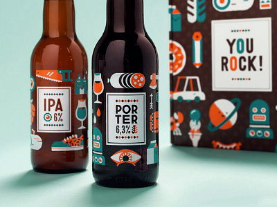 YOU ROCK! beer homebrew icons illustration ipa packaging patswerk porter silkscreen type vector