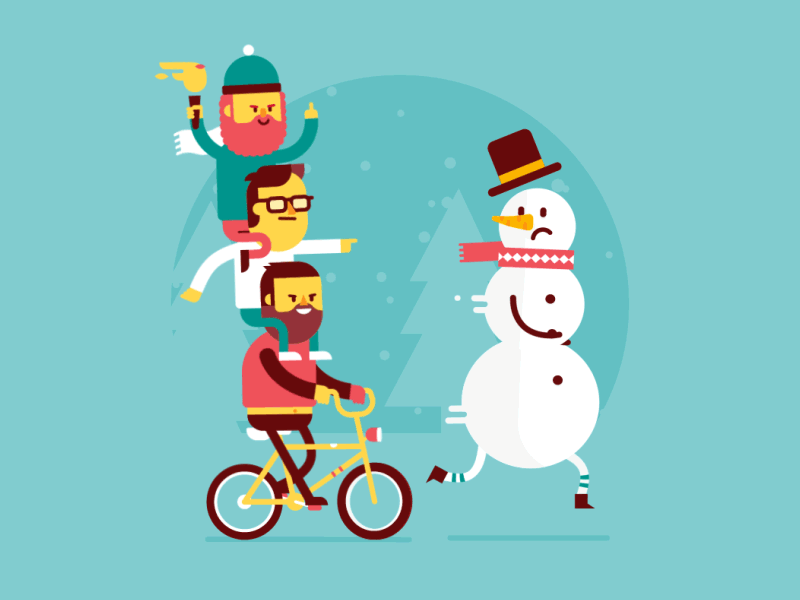 Warm Wishes! animation bicycle christmas cycle flat gif patswerk snowman vector winter xmas