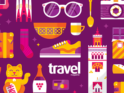 Sunday Times Travel camera cat chocolate icon icons illustration patswerk pattern shoe shopping sunglasses vector