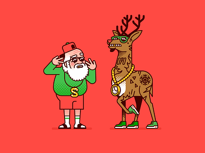 Ho ho ho character christmas deer illustration line art patswerk santa urban vector xmas