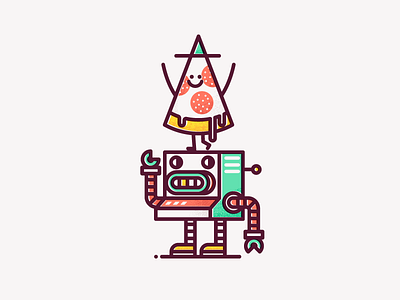 Robotpizza character icon icons illustration line art patswerk pizza robot vector