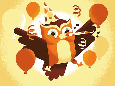 What a hoot! bird birthday celebration illustration owl party patswerk texture vector vintage