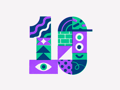 10 Year anniversary anniversary birthday blocks geometric mid century number pattern retro texture typography vector vintage