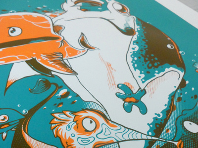 Y'eau fish illustration patswerk poster print silkscreen vector