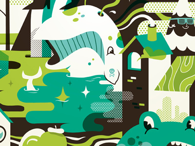 Candyland green illustration patswerk vector wallpaper whale