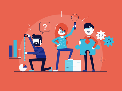 Analyze this analyse characters data icons illustration office patswerk puzzle team teamwork vector