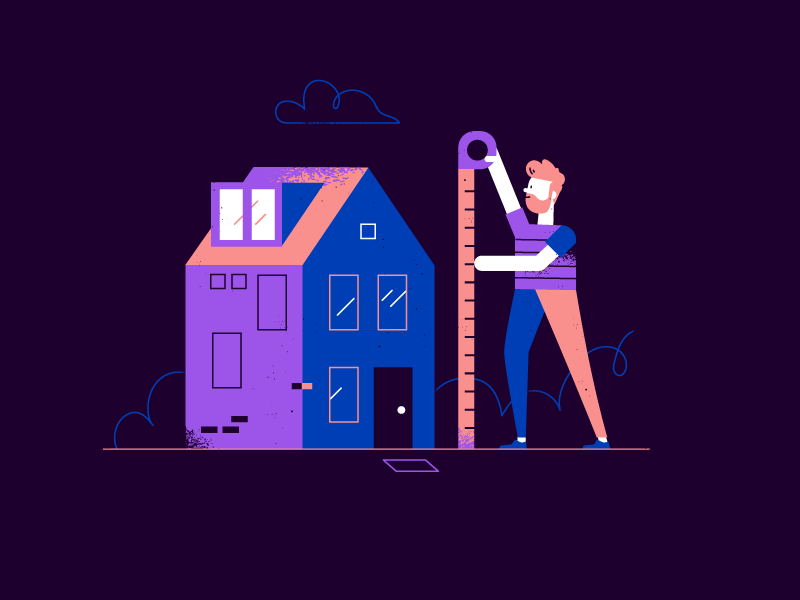 Inspection real estate home construction textures character measuring inspection building house illustration vector patswerk