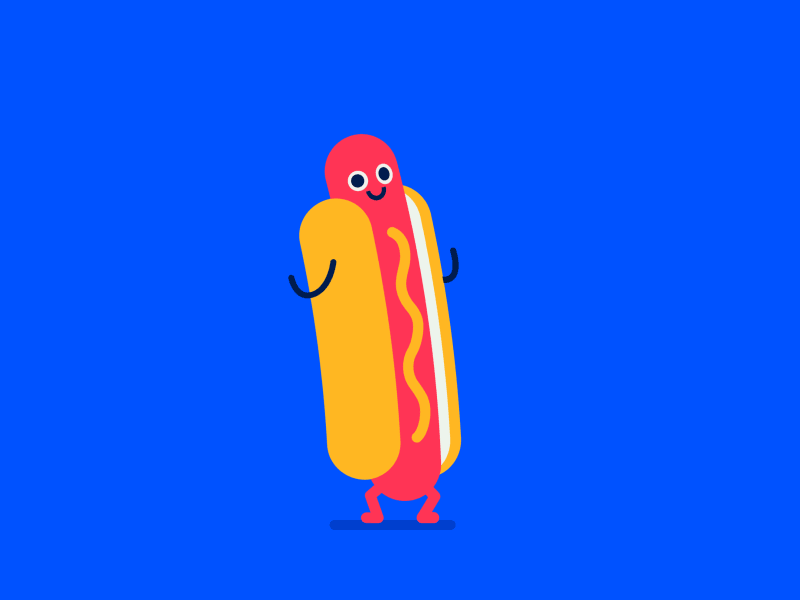 Hot Dogday Afternoon after effects animation character dance gif happy hawtdawg hotdog loop patswerk vector