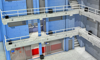 Building 3d blue building cinema4d render