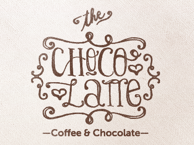 The Chocolatte brand brown chocolate coffee grunge handmade logo manual paper texture type