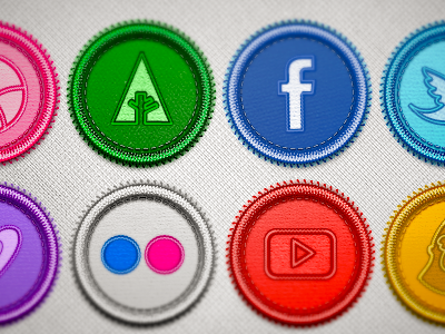 Lot of Fun badges blue colors download facebook flickr forrst free freebie goodie goró green icons pink purple red share twitter vimeo white yellow youtube