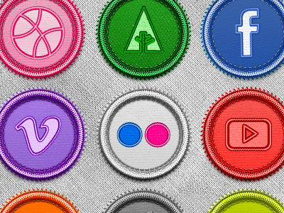Handcrafted Social Badges badges social network download icon pack vector psd photoshop illustrator png handcraft