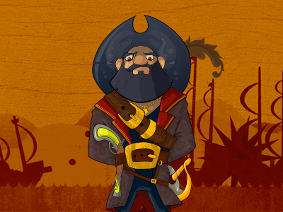 Badass pirate character game illustration ios pirate vector