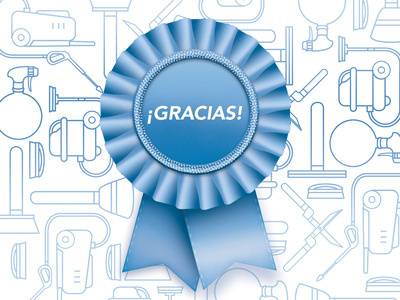 ¡Gracias! ad badge blue ribbon thanks