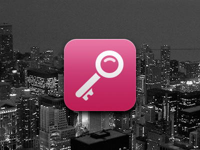 Lastroom app icon bookings finder hotel icon ios iphone key last minute lupe pictogram pink room search vacations vector