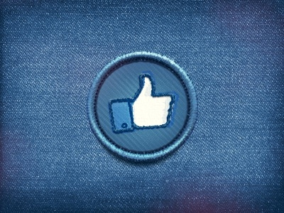 Facebook stitched badge badge button denim facebook free hand handmade icon like media network photoshop psd social stitched texture vector