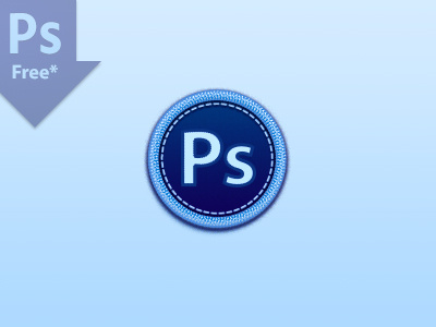 Photoshop Icon Badge adobe badge blue button buy cs6 design free icon photoshop ps psd rounded set stitched vector