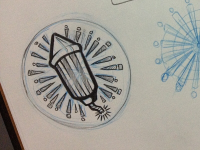 New Year Badge Sketch 2013 badge illustration new year ny rocket sketch