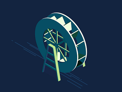 waterwheel isometric waterwheel