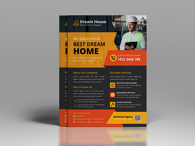 Engineering Business Company Construction Flyer Design Template