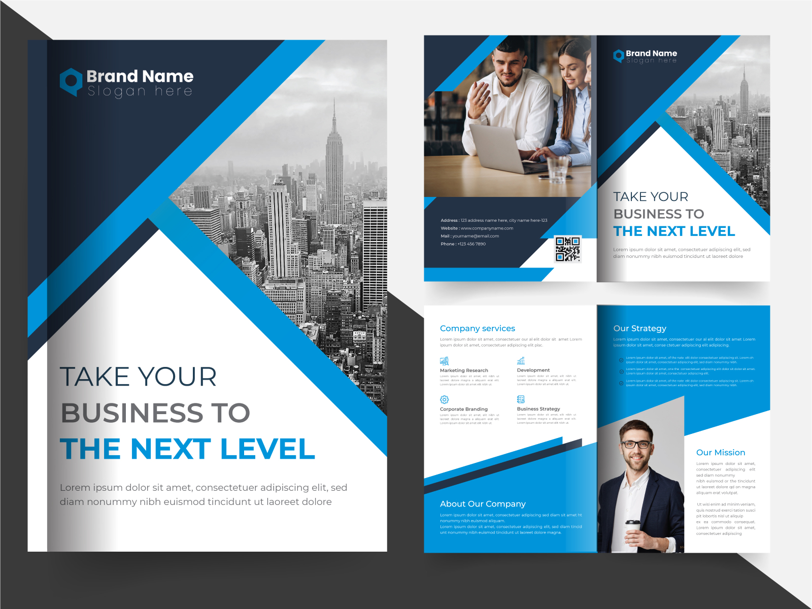 Creative Corporate Business Bi-fold Brochure Template By Md. Ashik 