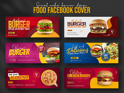 Food menu delicious burger Facebook cover banner design food story