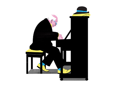 Piano Man character editorial illustration illustration illustrator observation photoshop pink vector