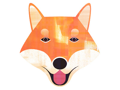 Shibu Ina animal art dog character face illustration nature orange texture. vector