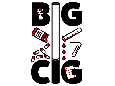 Big Cig cigarette clean icons illustration line lyrics music pills red smoke thick lines vector