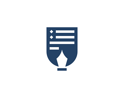 Resume writer shield badge branding clean flat icon logo logo design minimal pen shield sketch