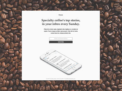 Filtered call to action coffee email email newsletter form iphone landing page minimal mockup newsletter signup web safe