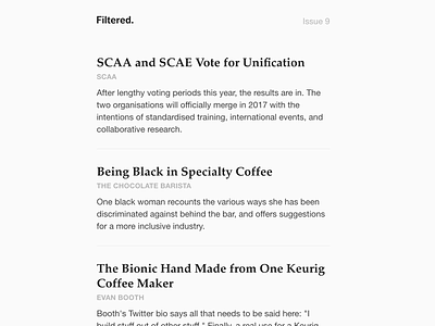 Filtered email design coffee email email newsletter html email palatino typography