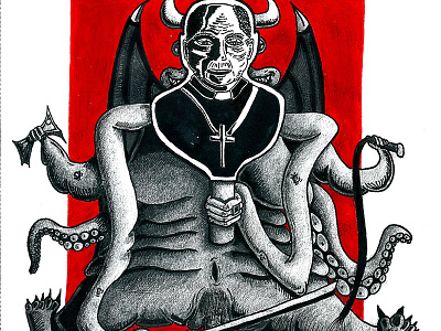 Monster In Disguise: The Case of Oliver O'Grady and black catastrophy commentary drawing illustration monster philosophy priest red tragedy white