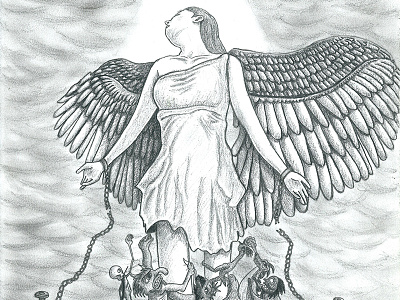 Emancipation angel chains demons devils drawing emancipation illustration liberation pencil philosophy sketch study