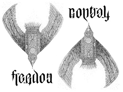 Freedom/Control ambigram and black control detailed drawing freedom illustration philosophy white