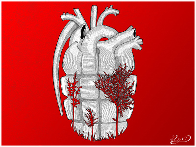 Heart Bomb abstract art bomb concept design drawing graphic heart illustration nature