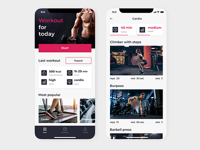 Workout App app design mobile design ui