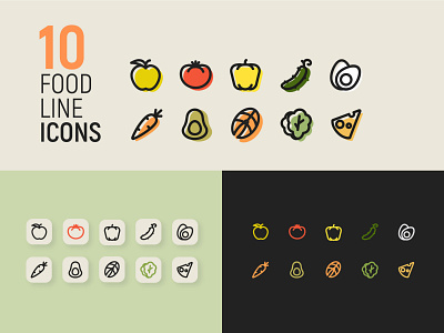 10 food line icons design icons mobile design ui vector