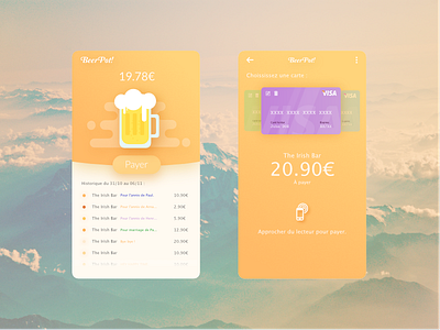 Application BeerPot UI conception beer credit card jackpot money pay ui ux wallet