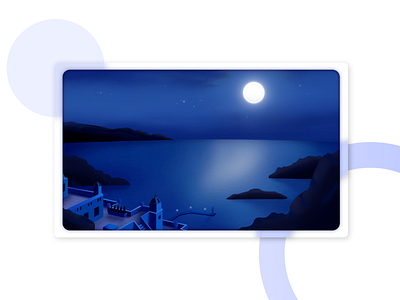 Sea view in the night #Daily blue creative dribbble illustration iphone monuments moon night sea search