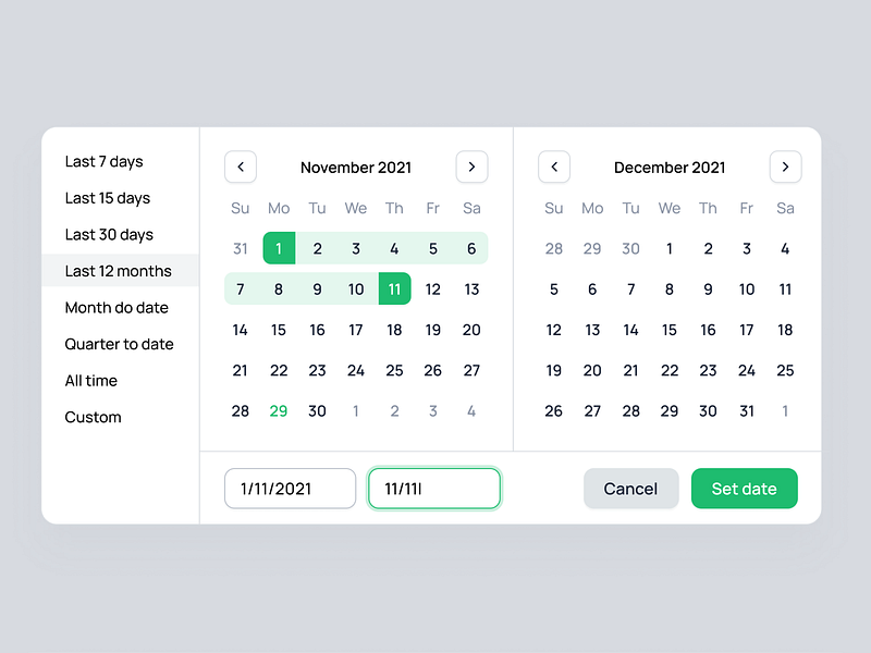 Calendar Component By Ana Luísa Ferreira On Dribbble