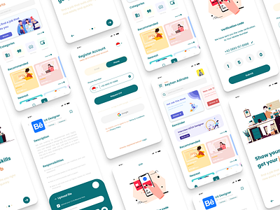 Wojo - Job Finder UI Mobile Design app appdesign branding dailyui design illustration job finder logo mobile mobileapp ui ux vector