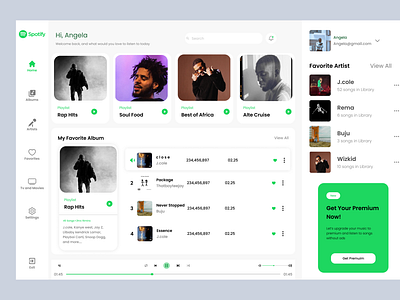 Spotify Dashboard Redesigned app design ui