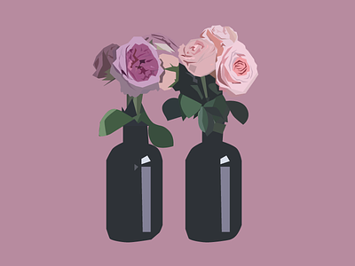 Roses Illustration flat design graphic illustration lovely pink rose roses