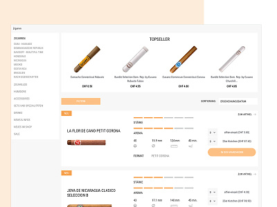 Redesign Listing cigar shop cigar cigarette cigarettes clean design ecommerce graphic illustration minimal shop shopping shopware uidesign uxdesign webdesign