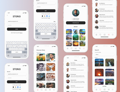 Share Your Story With 1 Click app ui design app ui screens figma design trendy app ui