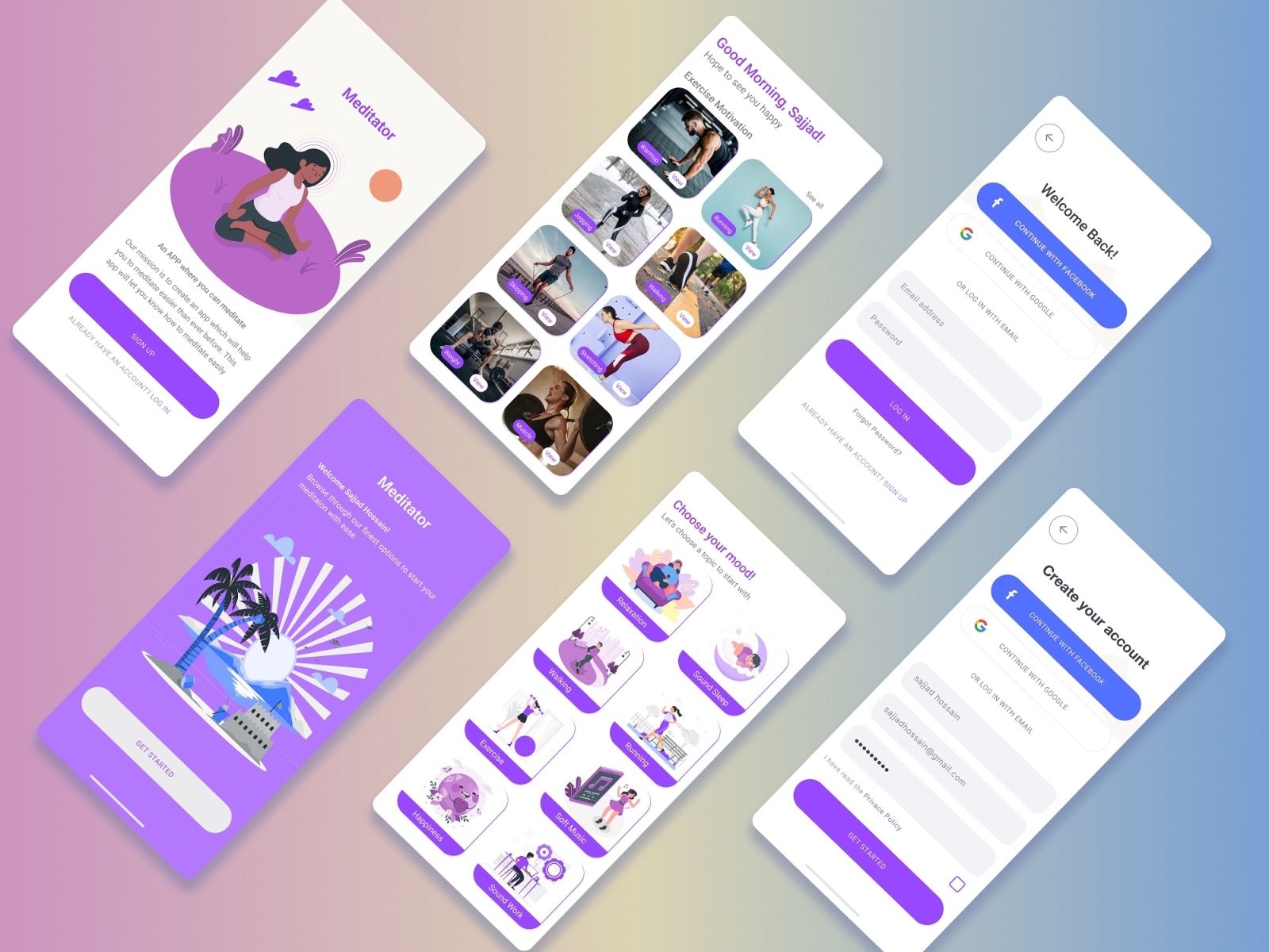 Meditator - Meditation App ui Design by Sajjad Hossain on Dribbble