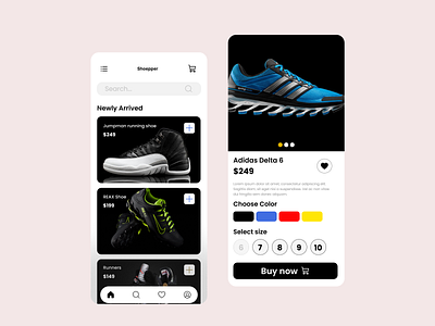 APP Ui Design for Online Shoe Shopping animation app design app ui design branding graphic design logo mobile app design motion graphics ui ui design uiux design