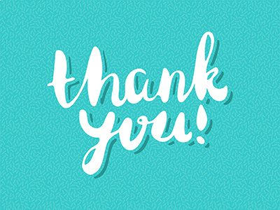 Thank you, Justin! aqua dribbble hand drawn script thank you